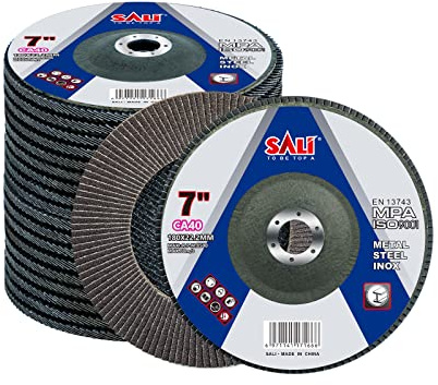 Sali 10 Pack Flap Disc 40 Grit 7 x 7/8-Inch Sanding Disc Bevel Type #29 Premium and Industrial Grade Angle Grinder Grinding Wheel High Performance Edge Grinding