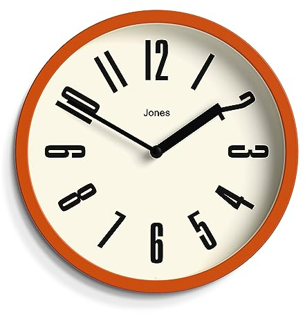 JONES CLOCKS® Hot Tub Horloge Murale | Petite Horloge Ronde rétro | 20cm | L’Orange | Chiffres faciles à Lire | Idéal pour la Cuisine, Le Bureau, la Chambre d’Enfant, Les Grands ou Petits espaces