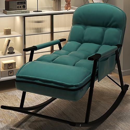 Schaukelstuhl Schaukelsessel Mit Stahlrahmen, Gartensessel Stillsessel Mit Armlehnen, Schlafzimmer Relaxsessel Für Terrasse, Hinterhof, Balkon, Veranda, Belastbarkeit Bis 150kg ( Color : Green )