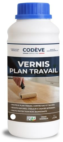 Vernis Plan De Travail - Codeve Bois - 1L - Intérieur - Incolore Pour Un Plan De Travail En Bois Massif, Stratifié Ou Lamellé.