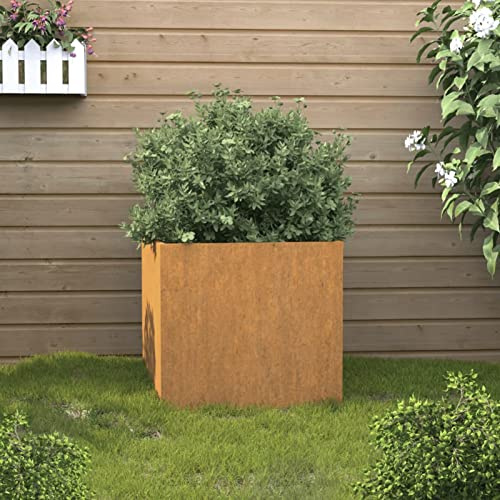 LAPOOH Pflanzkübel 49x47x46 cm Cortenstahl, Blumentopf Draussen, Blumenkübel, Pflanzkübel, Übertopf, Pflanzentopf, Blumenkasten, Flower Pot - 821551