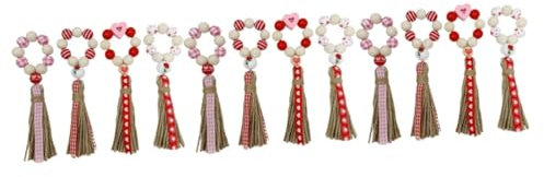IMIKEYA 12 STK Serviettenringe aus Holzperle Holzperlen The Office Hochzeitsdekoration Serviettenhalter Vintage- Blumengirlande Partytischdekoration Valentinstag Serviettenring Kranz