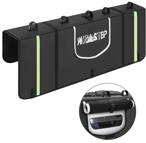 Tailgate Pad for Mountain Bike, Upgrade Truck Tailgate Bike Pad with Reflective Strips & Tool Pockets, Heavy Duty MTB Tailgate Pad Pickup Tailgate Cover for 5 Bikes
