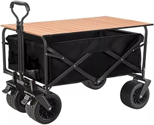 CCYENG Klappwagen, tragbarer, Faltbarer 150-Liter-Multifunktionswagen mit großer Kapazität für den Außenbereich, Campingtisch, Lichtwagen, Grillwagen
