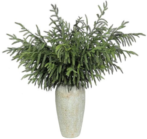 YXZZWL 8 Pcs 36 Real Touch Artificial Norfolk Pine Branches, Lifelike Norfolk Pine, Perfect for DIY Garlands Wreaths & Vases