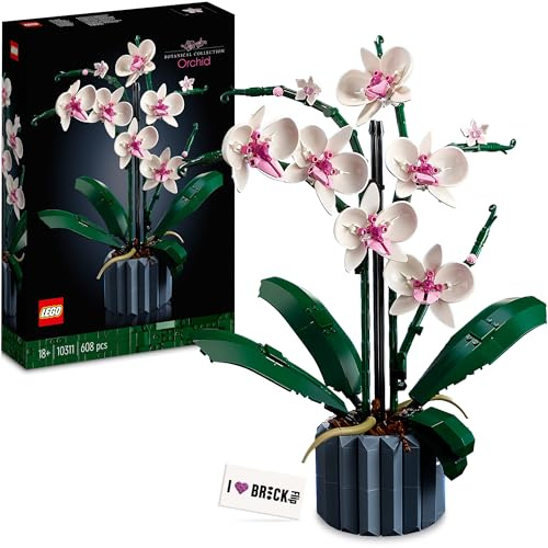 LEGO Orchidee 10311: LEGO Blumen Deko Set mit bedruckter Fliese - Klemmbausteine Blumenstrauß für Erwachsene aus der Botanical Collection, Orchideen Blume