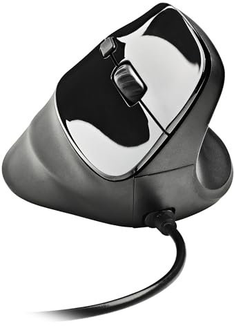 NGS Samsara - Souris Verticale Ergonomique, Capteur Laser, Boutons Silencieux, DPI Réglable 800-3200, 5 Boutons et Molette de Défilement, Plug and Play, Conception pour Droitier