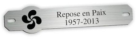 Inter de Placa funeraria grabada personalizable, diseño de cruz vasca, tamaño: 14 x 3 cm, color aluminio cepillado