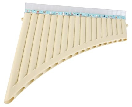 Panflöten mit C-Schlüssel, 18 Pfeifen, ABS-Material, Panflöte mit Mundstück, ideal für Schüler und Anfänger, tragbar, mit Stofftasche (gebrochenes Weiß)