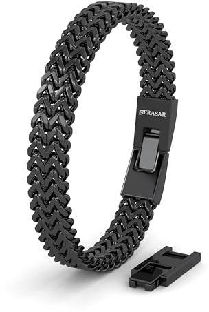 SERASAR Armband Män Svart Herrarmband Rostfritt Stål Herrsmycken Flätat Fars Dag Jubileum
