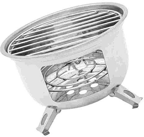 KWMAEEUID Parrillas Estufa Camping Barbacoa Parrilla Barbacoa Quemador de butano Inoxidable Redondo Pequeño Gas Carbón Mochilero al Aire Libre Cocina Ahumador portátil