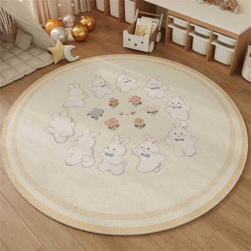 Teppich Wohnzimmer Kurzflor Teppich Groß Kinder Spielteppich Junge Mädchen Matte für Schlafzimmer Rutschfest Teppiche Flauschiger Kinderteppich Waschbarer Alphabet Tier Bär (Beige 3, 100x100cm)