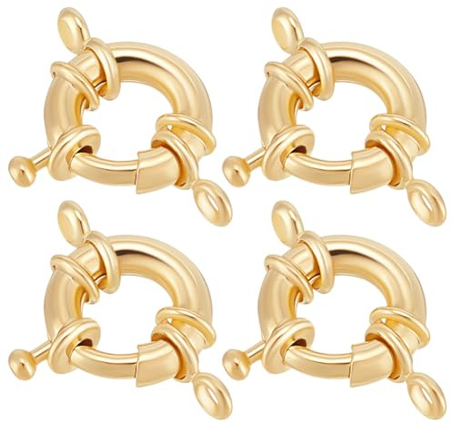 Beebeecraft 1 Box 10 Stück Federverschluss Für Halsketten Aus Gold Echt 14 Karat Vergoldet Schmuckverbindungsstück Charms Mit Schließringen Runder Karabinerverschluss Beschläge Zur Schmuckherstellung