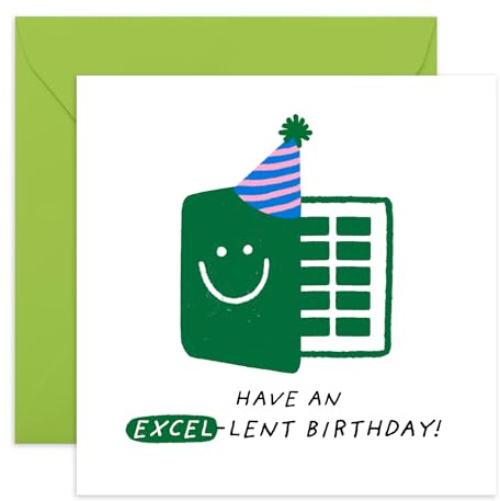 Carte d'anniversaire hilarante pour elle ou lui – « Excel-lent Birthday » – Cadeaux pour les officiers, collègues, collègues, partenaires, copains de travail, ami – Blagues intelligentes – Livré avec