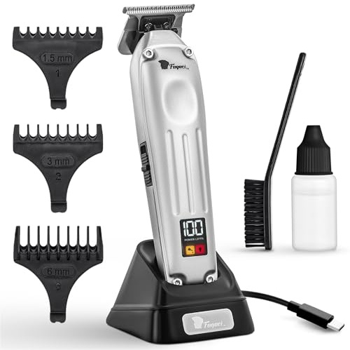Fagaci Hårtrimmer T-Blad Sladdlös, Uppladdningsbar Skäggtrimmer för Män | Borstlös motor, Keramiska/DLC-blad, Trimmer utan mellanrum, 3x längre livslängd, 5x längre skärpa