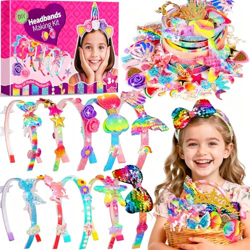 Pourbibi Geschenk Mädchen 3 4 5 6 7 8 jahre,Multithema Haarreifen Haarschmuck,Einhorn Geschenke für Mädchen,10 Teile Kinder 4 Jahre,Ostern Geschenke Kinder,Kindergeburtstag Halloween Christmas