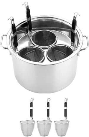 Pentola per zuppa Multifunzionale con colino, pentola per Pasta in Acciaio Inossidabile con Inserto per colino, Set di Inserti per cuocipasta, pentola per Cottura a Vapore, pentola per brodo