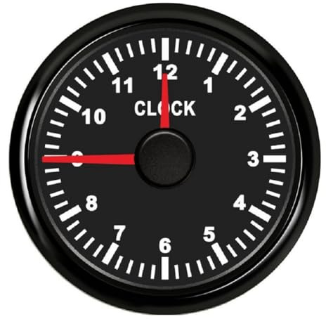 Giwnhvx 0-12 ore metri 2 pollici 52 mm calibro orologio con retroilluminazione strumento mostra orologio metri per auto, barca, yacht 9-32 V Facile da installare facile da usare C