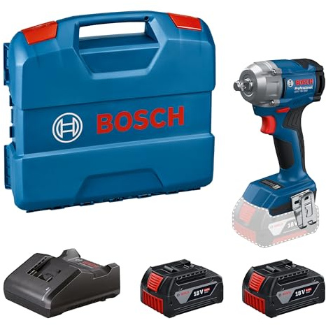 Bosch Professional 18V System Akku-Drehschlagschrauber GDS 18V-350 (Set mit 2x 4.0 Ah Akku + GAL 1820, Handwerkerkoffer)
