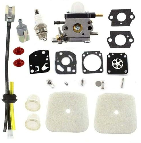 Zilimontt Vergaser-Kit für 2-Takt-Gartenfräse für Mantis 7222 7225 7230 7234 C1U-K54A, Ersatzteile mit Kraftstofffilter-Luftfilterdichtung