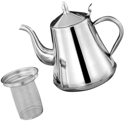LIFKOME Bouilloire en Acier Inoxydable 2000ml Filtre Pratique et Couvercle Hermétique, Théière Moderne Résistante aux Odeurs Cuisine et Bureau