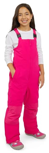 Lands' End Unisex Kids Squall Waterproof Adjustable Insulated Iron Knee Snow Bib Overalls, Raspberry, 6