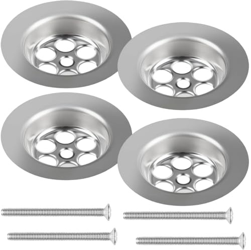 4 PCS Sink Waste Basket Replacements Stainless Steel Plug Hole Cover Bath Hole Spare Replacement Old Style Poly Plugs Strainer with Screw Plug Accessories for Bathtub Kitchen Sink