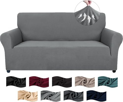 CYCMACO Elasticas Funda Sofa Antideslizante 2 Plazas, Gris Claro | Funda De Sofa Elastica Antideslizante Antimanchas, Universales Couch Cover Con Reposabrazos, Ajustables, Lavables