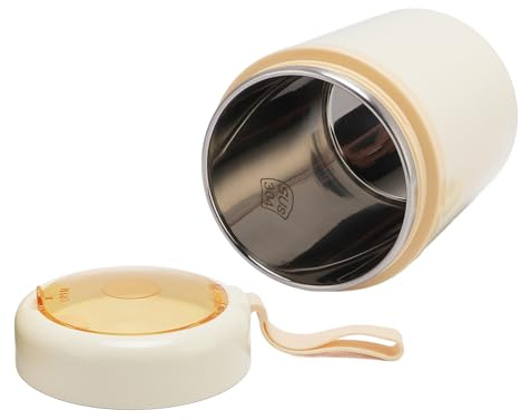 aqxreight Boîte à Déjeuner électrique Chauffe-plats en Acier Inoxydable 304, 60 °C, Température Constante, étanche, Pot Alimentaire isolé par USB de 600 Ml avec Cuillère pour le Bureau (Beige)