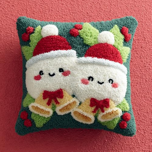 Henypt Kit de Almohadones con Cierre de Gancho Campana de dibujos animados Kit De Cojines De Pestillo 43X43cm Funda de Cojín para Sofá, Latch Hook Manualidades Kits