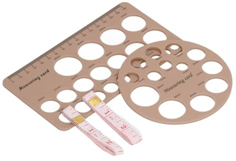 Fdit Safe and Elastic Nipple Measurement Tool Set Flange Sizing Nipple Ruler with 21 Holes, Suitable for Breast Pump, Includes 2 X Silicone and 2 X Measuring Stick (Light Brown)