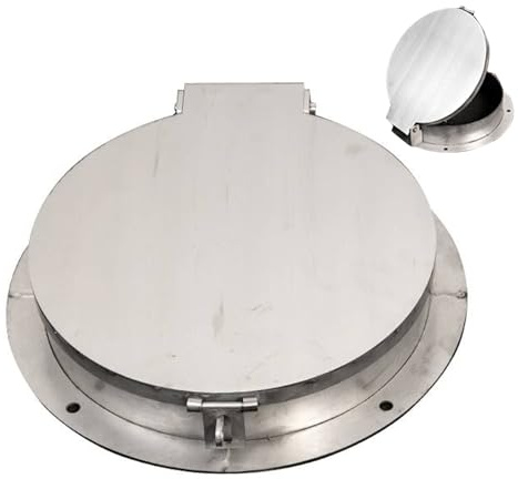 Chiusino Pozzetto in Acciaio Inossidabile, Coperchio per Cisterna, Tombino Rotonda con Serratura per Cortile, Prato, Giardino, Scuola/Hotel e Fabbrica(40cm/15.7in)
