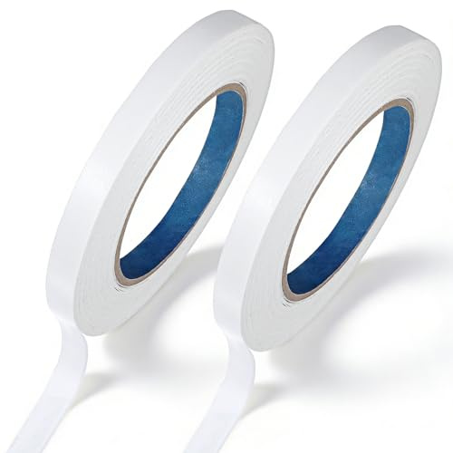 Grevosea 2 Rolls Hemming Tape for Pants, Double Sided Fabric Tape for Clothes to Stay in Place No Sewing Ironing Hem Tape for Curtains Dress Jeans Clothing Carpet Arts Crafts (12mm*50m)