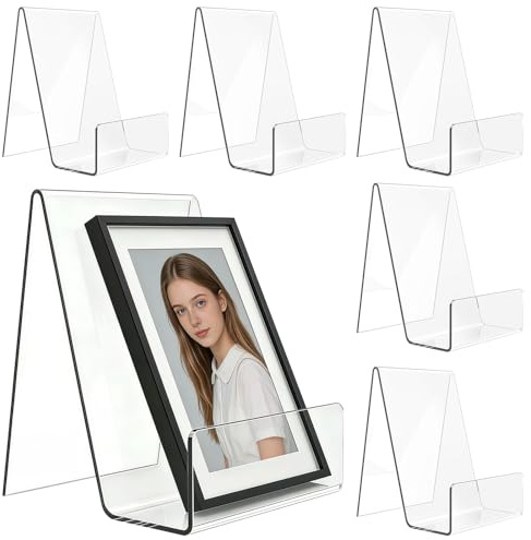 Arimsoa 6 Stück Acryl Buchständer, Durchsichtige Buch Aufsteller Display Ständer zum Anzeigen von Fotos & Büchern