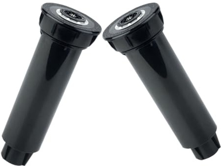 NIYANGLE Aspersores Automáticos Retráctiles Negros 1/2 2 Piezas para Riego de Césped, Jardín y Patio Filtro Integrado, Aspersor Emergente Ajustable para Sistema de Riego Automático