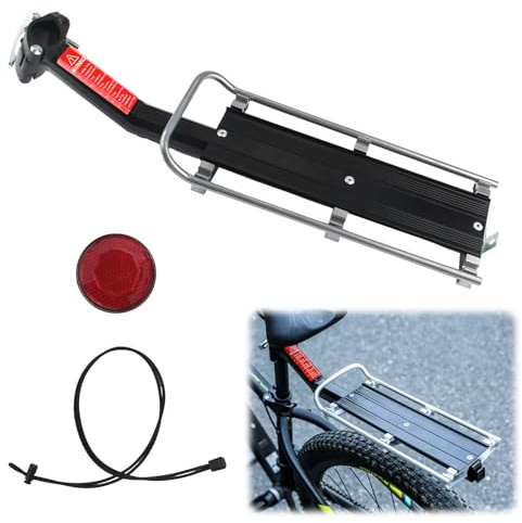 GZGXKJ Fahrrad Gepäckträger Mountainbike Schnellspanner Fahrradgepäckträger | Fahrrad Gepäckträger Hinten Aluminiumlegierung, Mit Katzenaugen 9kg Gewichtskapazität Universal