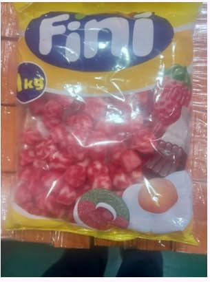Fini Besos Twisty Fraise, Biscuits Fourrés en Forme de Baiser, 1 kg, Format Professionnel