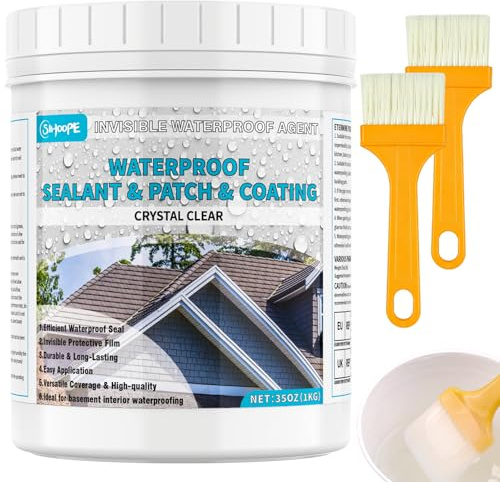 Revêtement Imperméable Transparent 1KG – Liquide Étanchéité Transparent Anti-Fuite, Mastic d’Étanchéité Invisible pour Intérieur et Extérieur, Résine Étanche pour Toiture, Mur, Tuyaux et Balcon