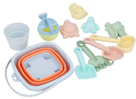 XUXHOU Hopvikbar Strandleksaksuppsättning, 11 Delar Sandhink och Spadar med Vattenkannformar för Barns Sommaraktiviteter Utomhus (Orange)