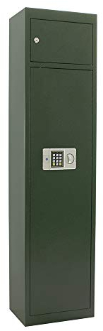 Profirst Hunter 5 Waffenschrank Stahl Elektronikschloss Grün separat versperrbares Munitionsfach mit Zylinderschloss Waffentresor inkl. Befestigungsmaterial