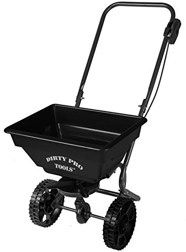 dirty pro tools™ 55 lbs Professional rotary spreader lawn fertiliser grass weed seed grit feeder