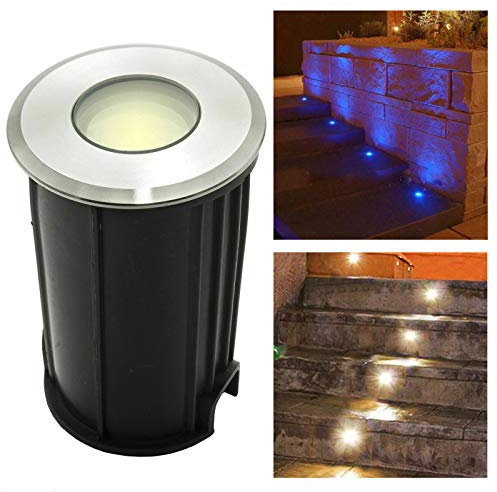 Zeitnet Inc. Faretto LED 12V 24V calpestabile tondo 1W segnapassi incasso terreno giardino IP68 bassa tensione illuminazione esterni viale percorso bordo piscina