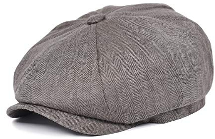 BOTVELA Herren Leinen Newsboy Cap Fischgrätenmuster Atmungsaktiv Sommerhut, Fischgrätenmuster, Dunkelgrau, 7 1/2 / 7 5/8