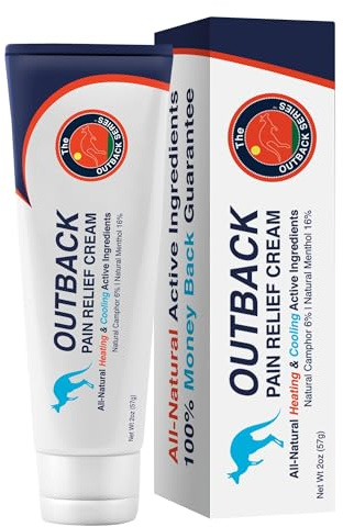 The Outback Series Pain Relief Cream Natural Heating & Cooling: Camphor 6% & Menthol 16% - Fast Acting Instant Relief for Arthritis, Backache, Strains, Sore Muscles, and Joint Pain - 60mL (2 oz)