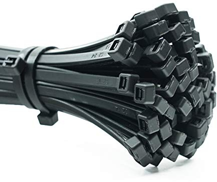 ERKO Bridas Plastico Negro UV 300 x 4,8 mm 100 unidades soporte para cables, Resistente a temperatura, Para Oficina, Hogar, Exteriores, al jardín