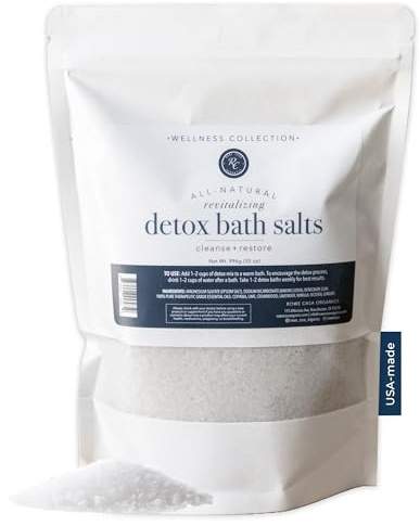 Rowe Casa Organics Detox Bath Salts with Health Boosting Magnesium and Bentonite Clay – Natural Bath Soak for Body Cleanse, Restore, and Relaxation, 35 Oz