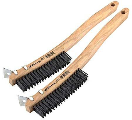Forney 70511A, 2-Pack Scratch Brush with Scraper, Carbon, 3 x 19 Rows
