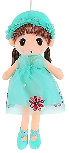 BYNYXI Stoffpuppe Mädchen, 45cm Kuschelpuppe Weiche Stoffpuppe mit Haar Plüschtier Gefüllte Puppe Plüsch Stofftier Mädchen Kuschelpuppe Taufgeschenk Plüschtier Plüsch Spielzeug für Kinder Mädchen