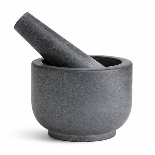 KC KULLICRAFT stone Mortar and Pestle, for Grind Spices, Powder Pesto, Mash Herbs, Crush Pills, Regular Size (3.75X2.75 Mortar, 5 X1.5 Pestle)