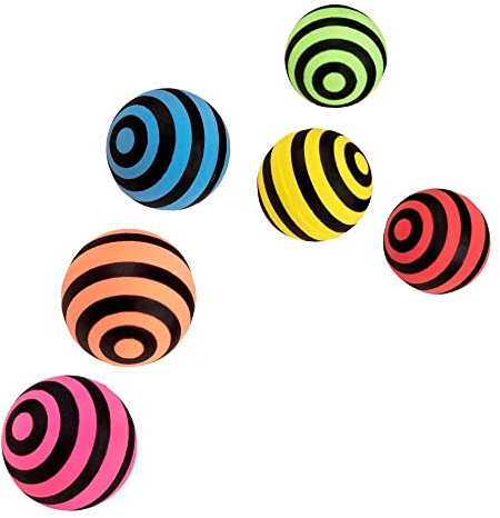 Boland 30832 - Gummiball-Set Streifen, 6 gestreifte Gummibälle, Größe je Ball 3 cm, Flummi, Geschenk, Give-Away, Spielzeug, Pinata-Füllung, Wundertüte